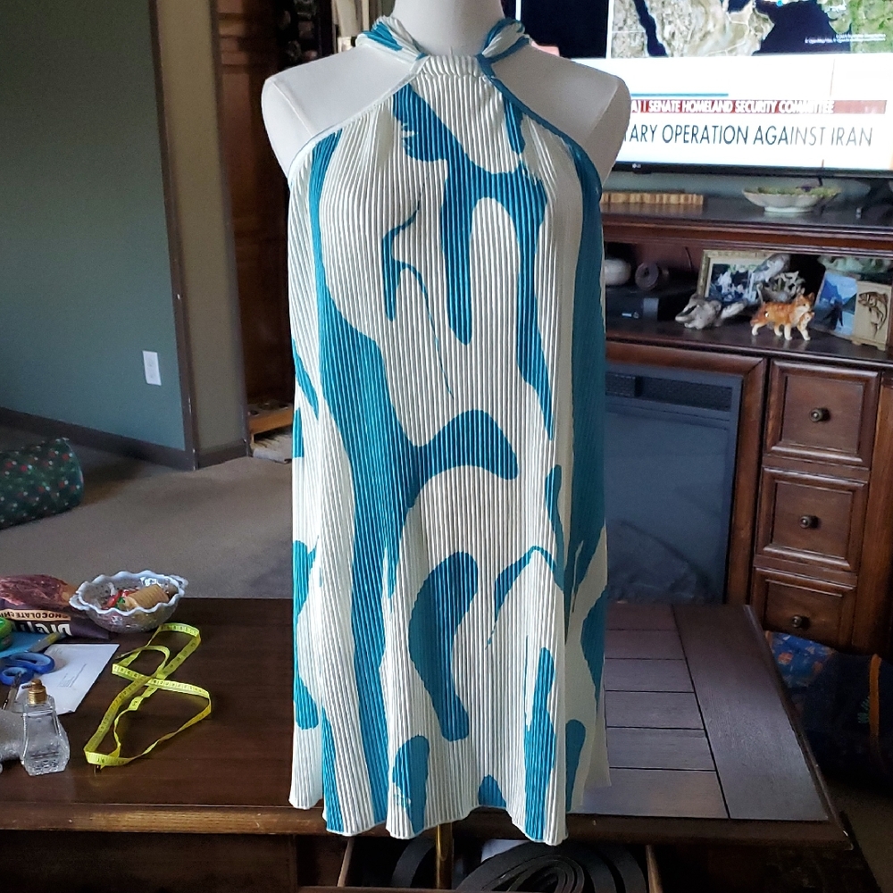 Blue and White Halter Dress
